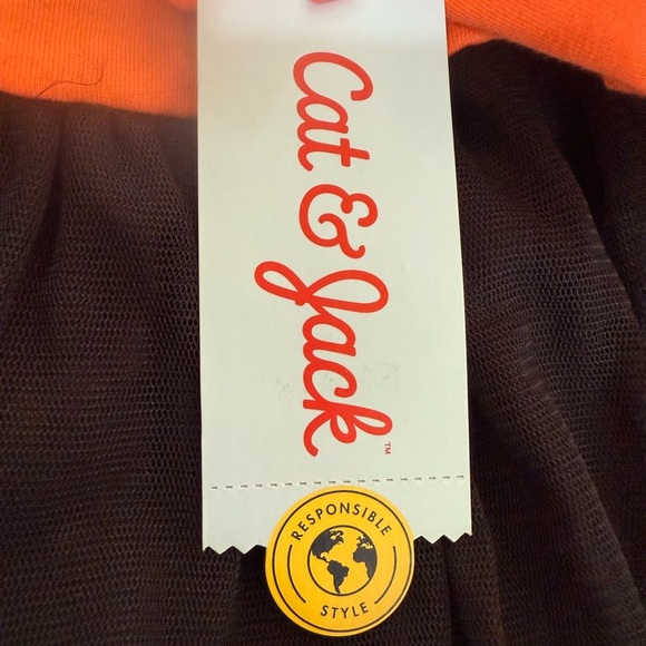 Orange and Black Long Sleeve Dress with Cat Design Halloween dress NWT Size 5T - Picture 10 of 10